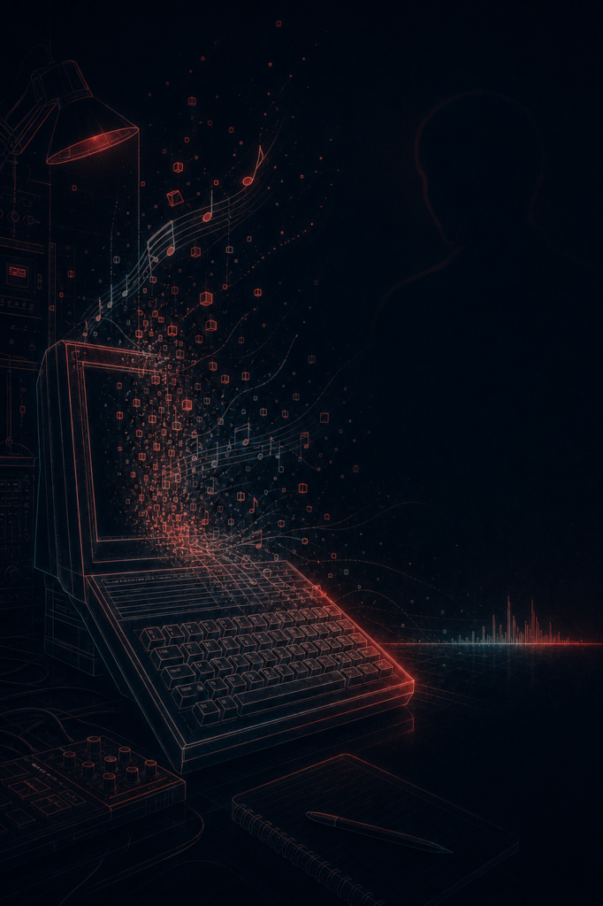 Atmosphärische Illustration der Tracker- und Liveact-Phase von eXzez mit dem Amiga